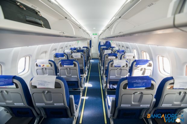 The cabin of Indigo's ATR 72-600.