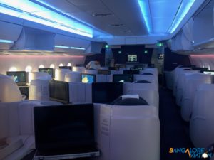 Forward business class on Qatar's Airbus A350.