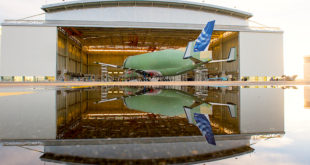 First Airbus Beluga XL rolls out of the final assembly line at Toulouse France. Airbus image.