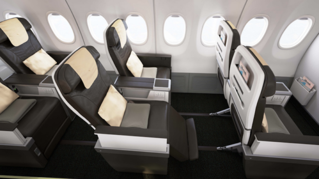 SilkAir's current 737 MAX 8 Business class cabin.