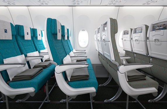 SilkAir's current 737 MAX 8 Economy class cabin. SilkAir Image.