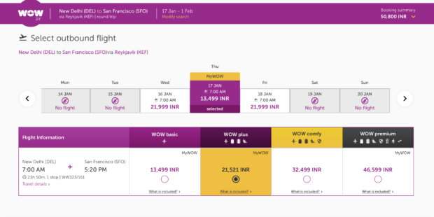 WOW Air promotional fare New Delhi to San Francisco