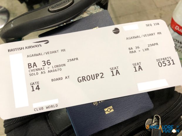 Boarding pass for BA36.