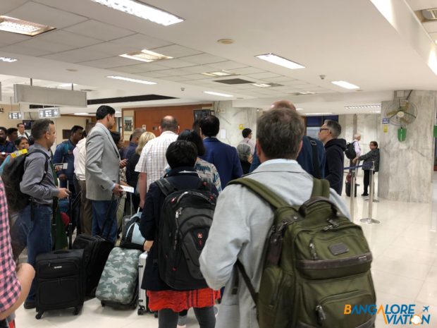 The pile up at the boarding gate.