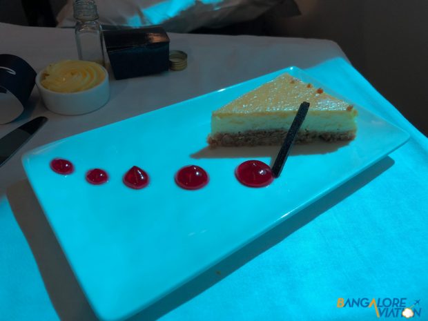 Dessert in British Airways' lunch service from Chennai to London.