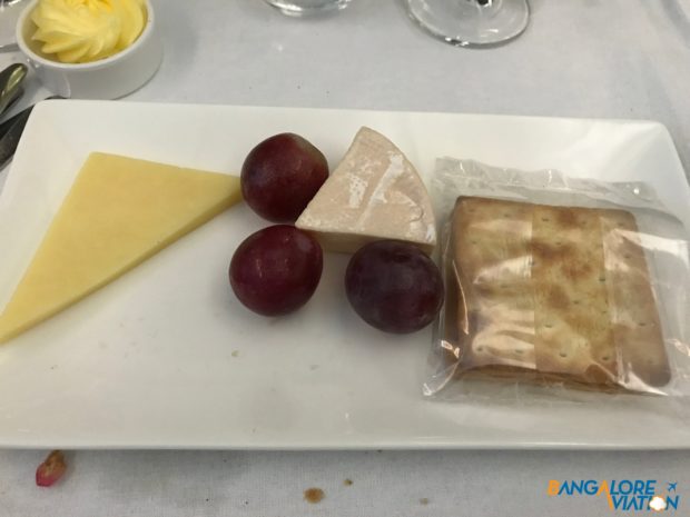 Cheese plater in British Airways' lunch service from Chennai to London.