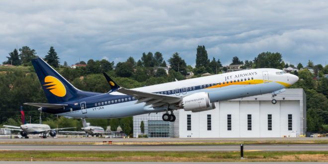 Jet Airways' first Boeing 737 MAX 8 VT-JXA. Boeing image.