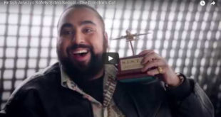 Asim Chaudhry plays "director" Chabuddy G., in British Airways in-flight safety video