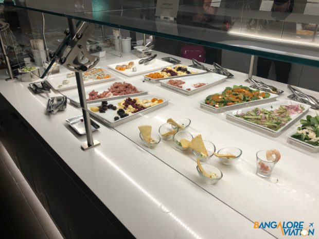 The buffet at the AA lounge at Chicago.