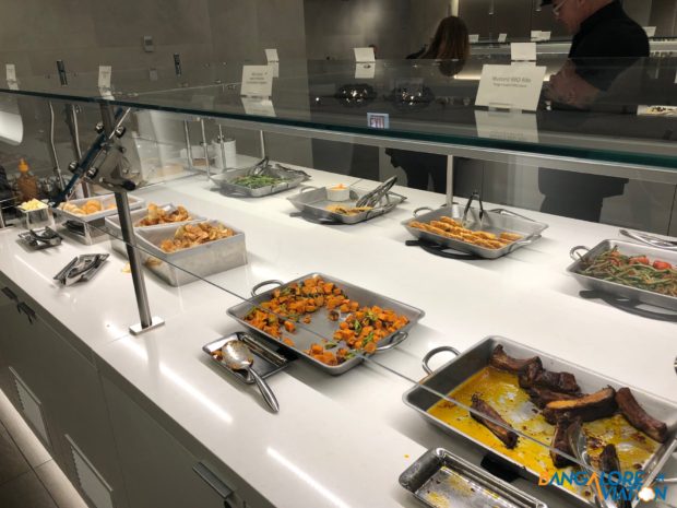 The buffet at the AA lounge at Chicago.