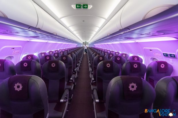 Economy class on the Retro Livery Tata SIA Airlines Vistara Airbus A320neo. Image copyright Devesh Agarwal. Used with permission.