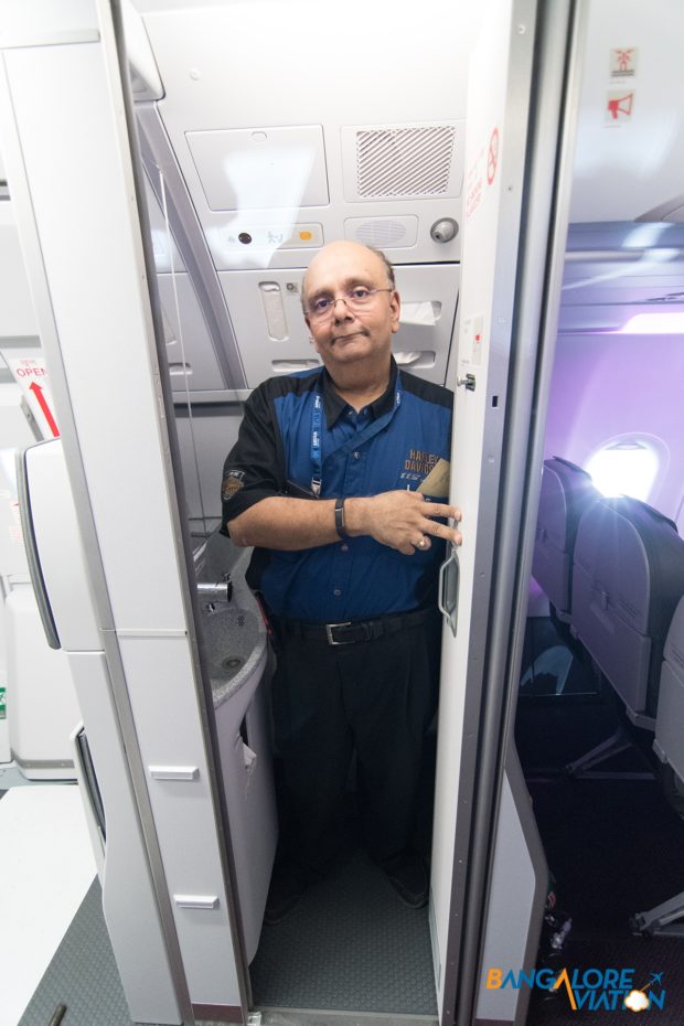 The large framed Devesh Agarwal can just about fit in to the new Airbus IntelliLav. Image copyright Devesh Agarwal. Used with permission.