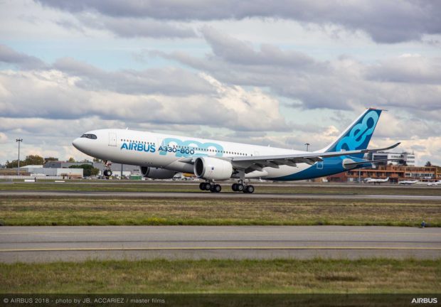 Landing of A330-800 after the succesful completion of it's maiden flight.