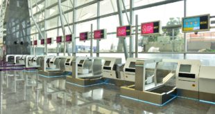 The automated self drop bag drop counters at Bangalore Airport.