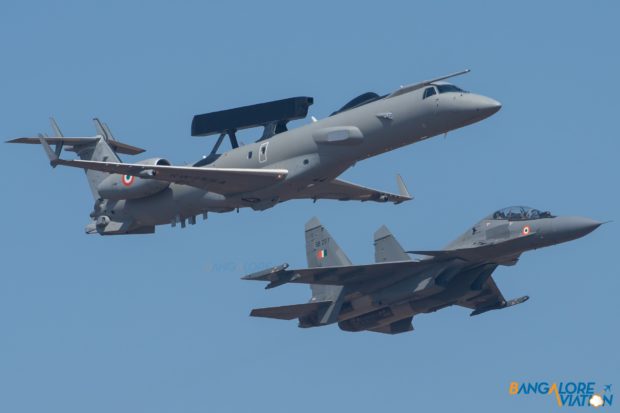 Indian Air Force Embraer EMB-145 AWEC-S with a Sukhoi Su-30 MKI.