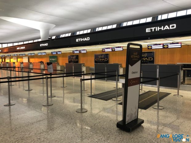 Etihad check-in desks at Washington Dulles.