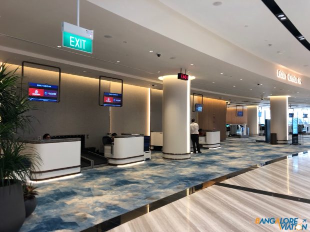 Early check-in desks at the Jewel at Changi.