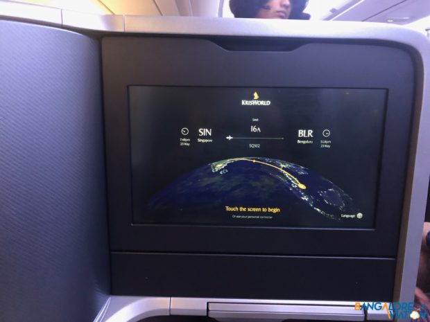 The IFE screen on Singapore Airlines Airbus A350.